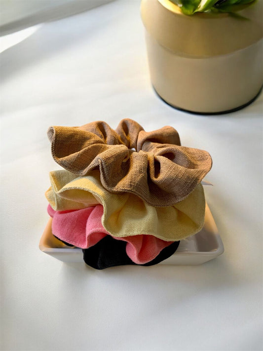 Scrunchie de Linho, Elástico para Cabelo, Amarrador de cabelo em tecido