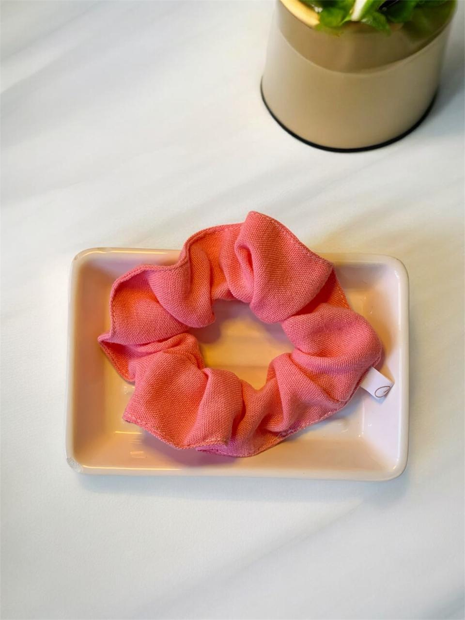 Scrunchie de Linho, Elástico para Cabelo, Amarrador de cabelo em tecido