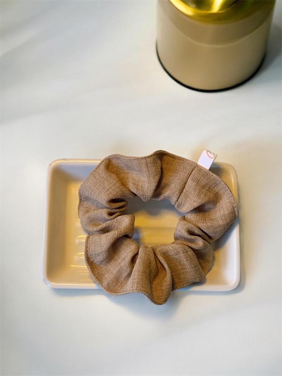Scrunchie de Linho, Elástico para Cabelo, Amarrador de cabelo em tecido