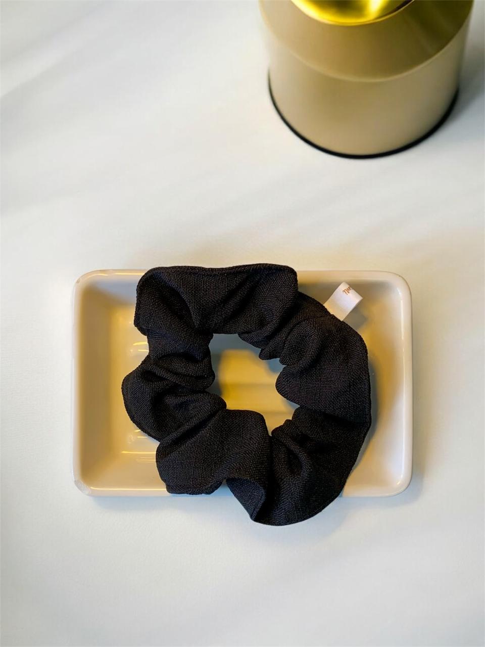 Scrunchie de Linho, Elástico para Cabelo, Amarrador de cabelo em tecido