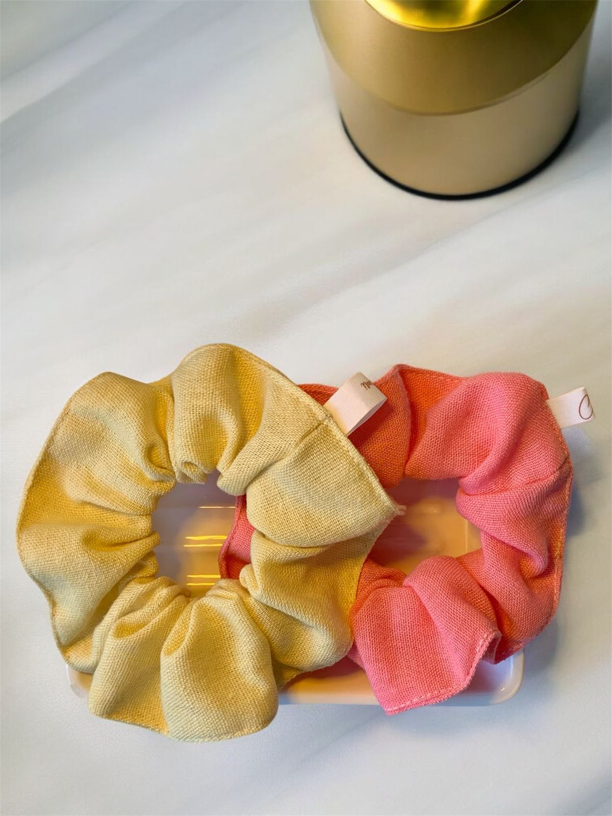 Scrunchie de Linho, Elástico para Cabelo, Amarrador de cabelo em tecido