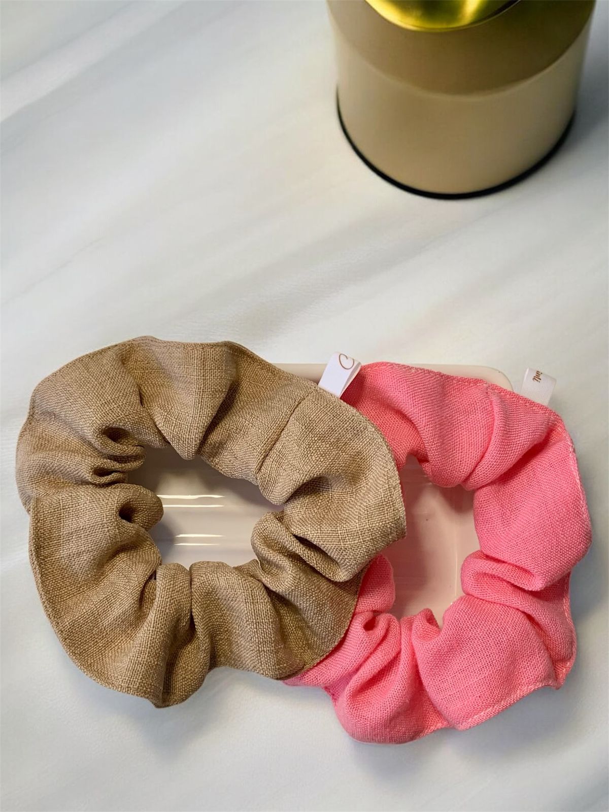 Scrunchie de Linho, Elástico para Cabelo, Amarrador de cabelo em tecido